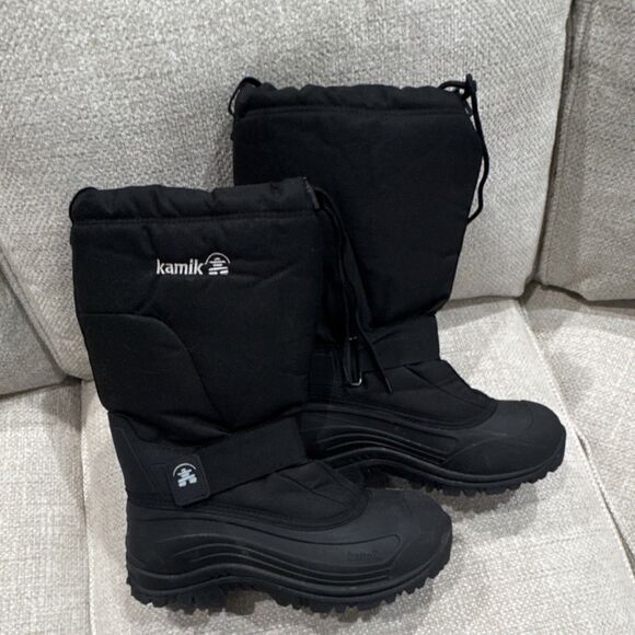 Kamik Men’s Black Insulated Lined Non-Slip Drawstring Snow Boots US 10 main image 7